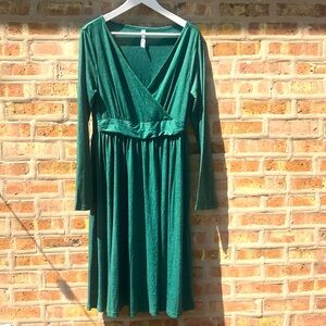 🎀 2/$15 Tickled Teal Green Wrap Dress NWOT